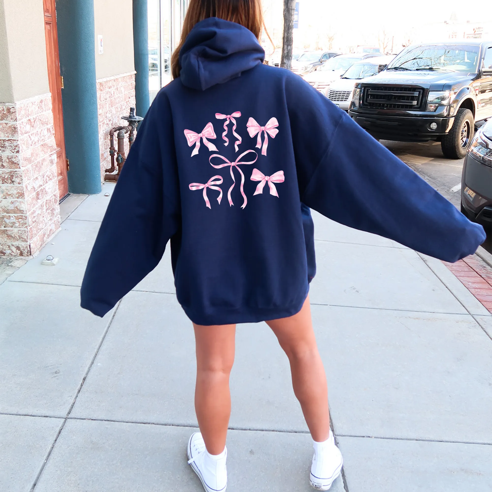 Kappa Alpha Theta Hoodie with Bow Design - Navy